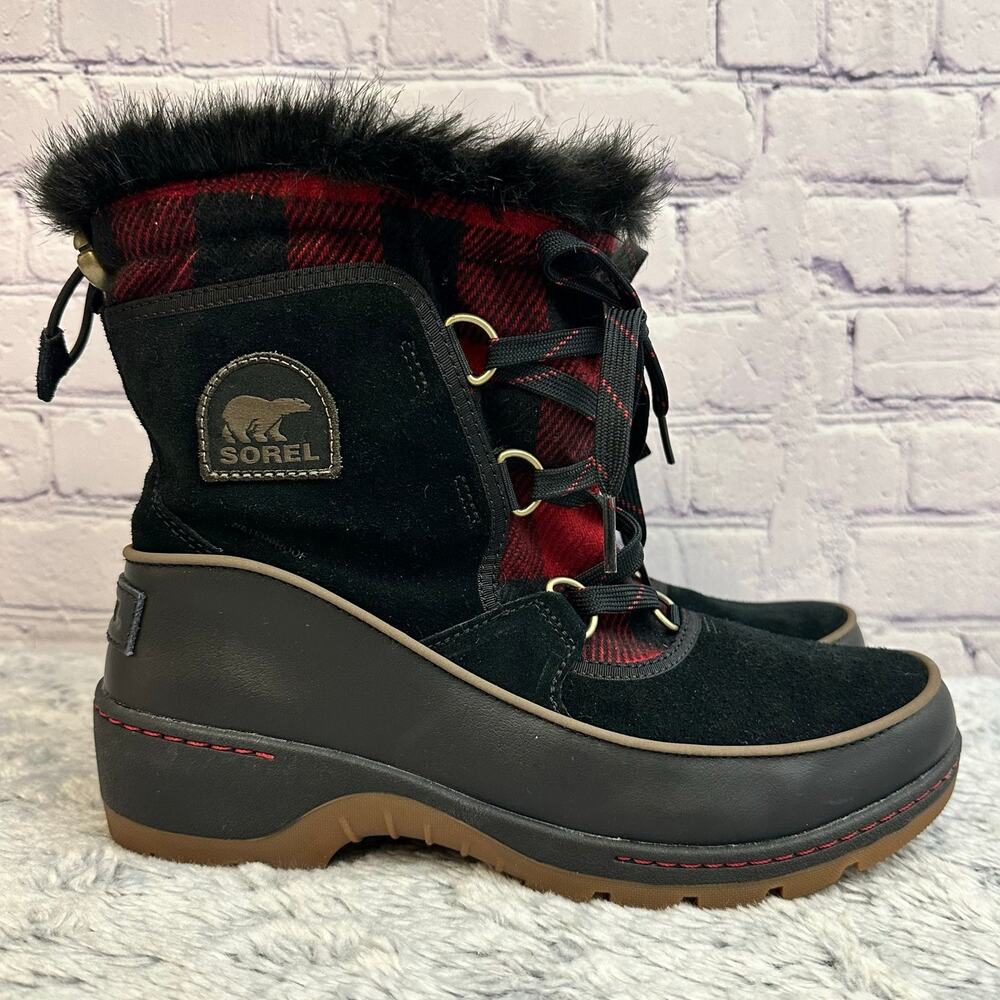Sorel Women's Black & Red Plaid Lace-Up Winter Boot